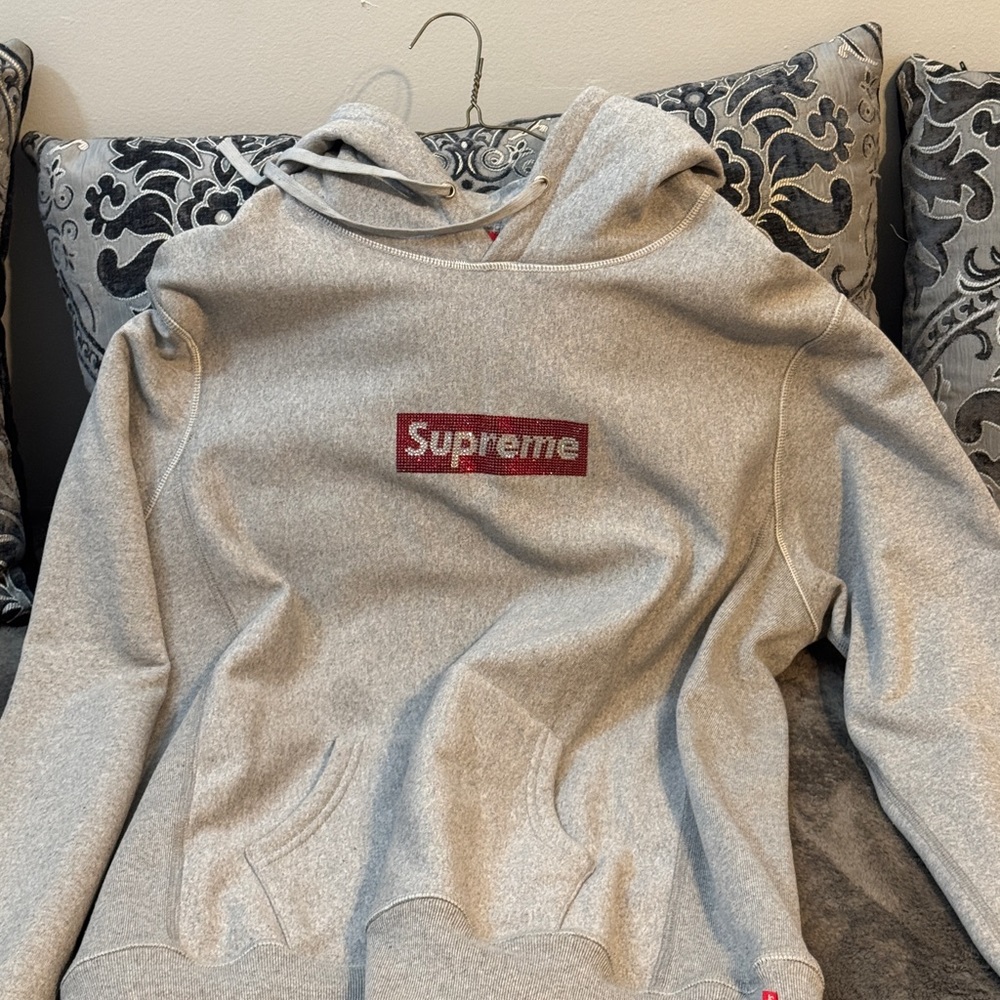 Supreme Gray Hoodie with Red Logo
